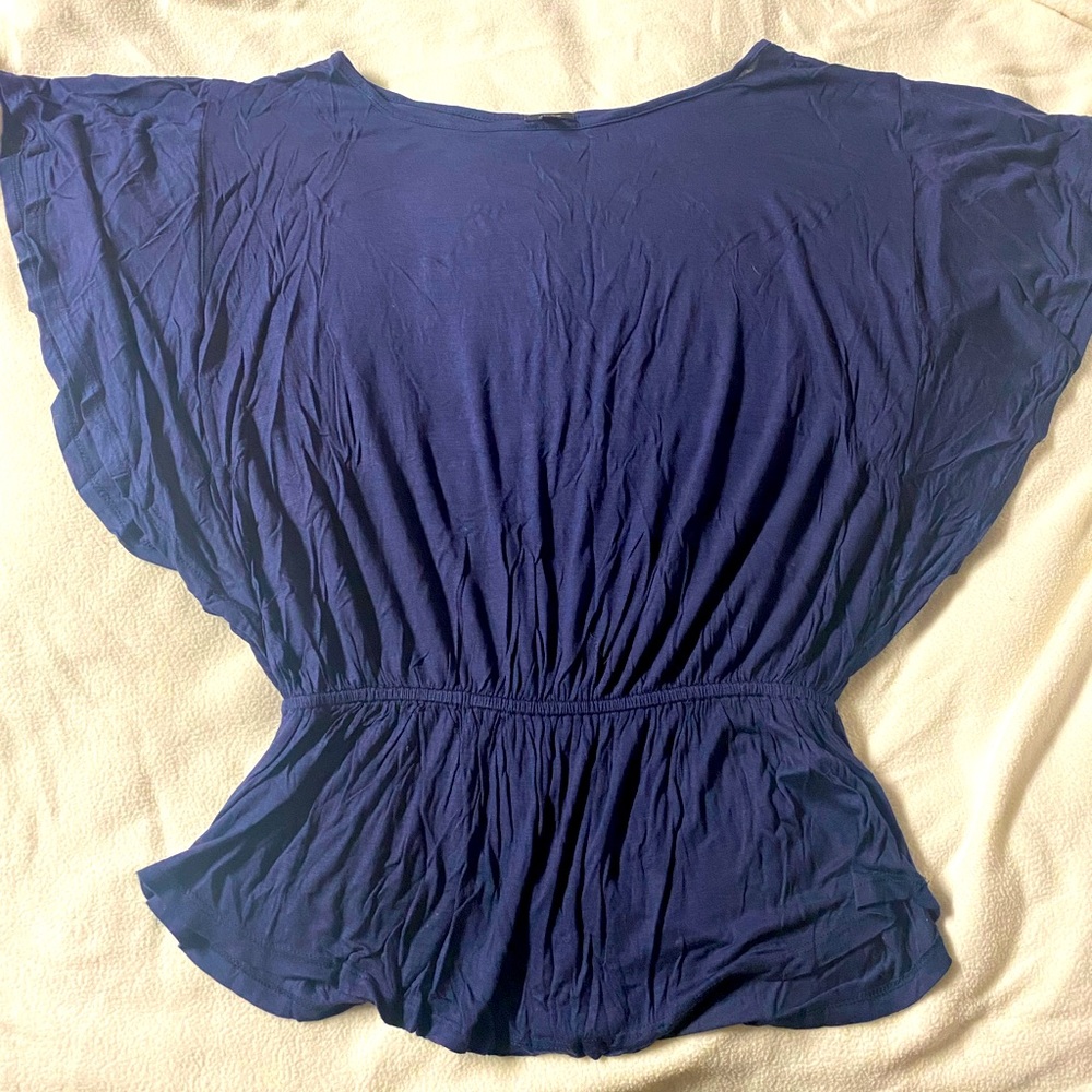 Size large navy blue short sleeve blouse shirt